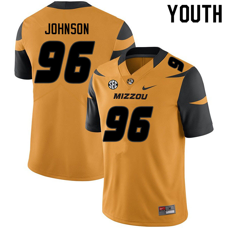 Youth #96 Ethan Johnson Missouri Tigers College Football Jerseys Sale-Yellow